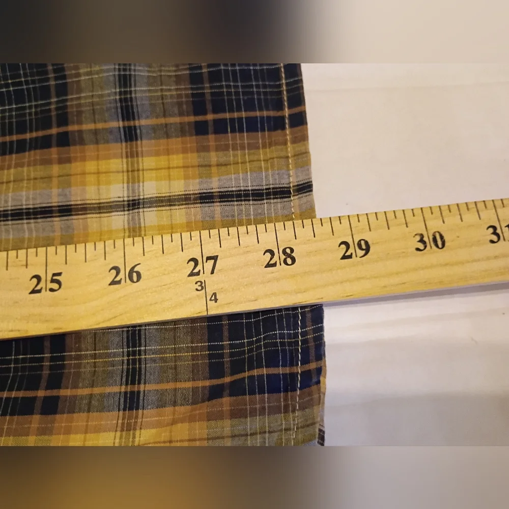 Levi's Men's Plaid‎ Button-Up Shirt - Yellow and Blue Sz L Regular